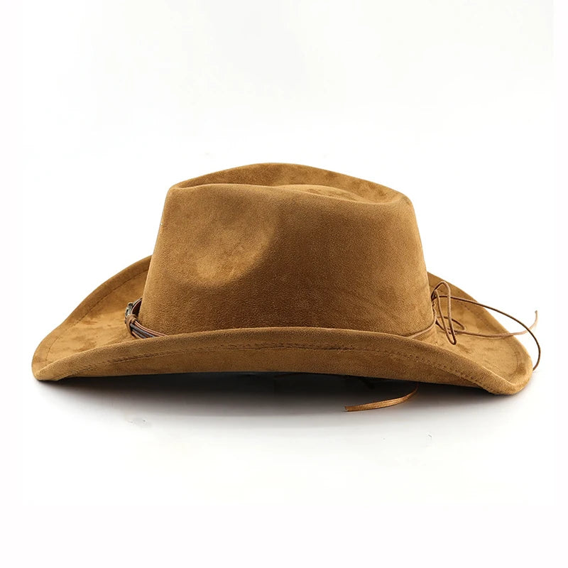 Suede Western Cowboy Hat For Men Women Vintage