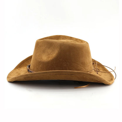 Suede Western Cowboy Hat For Men Women Vintage