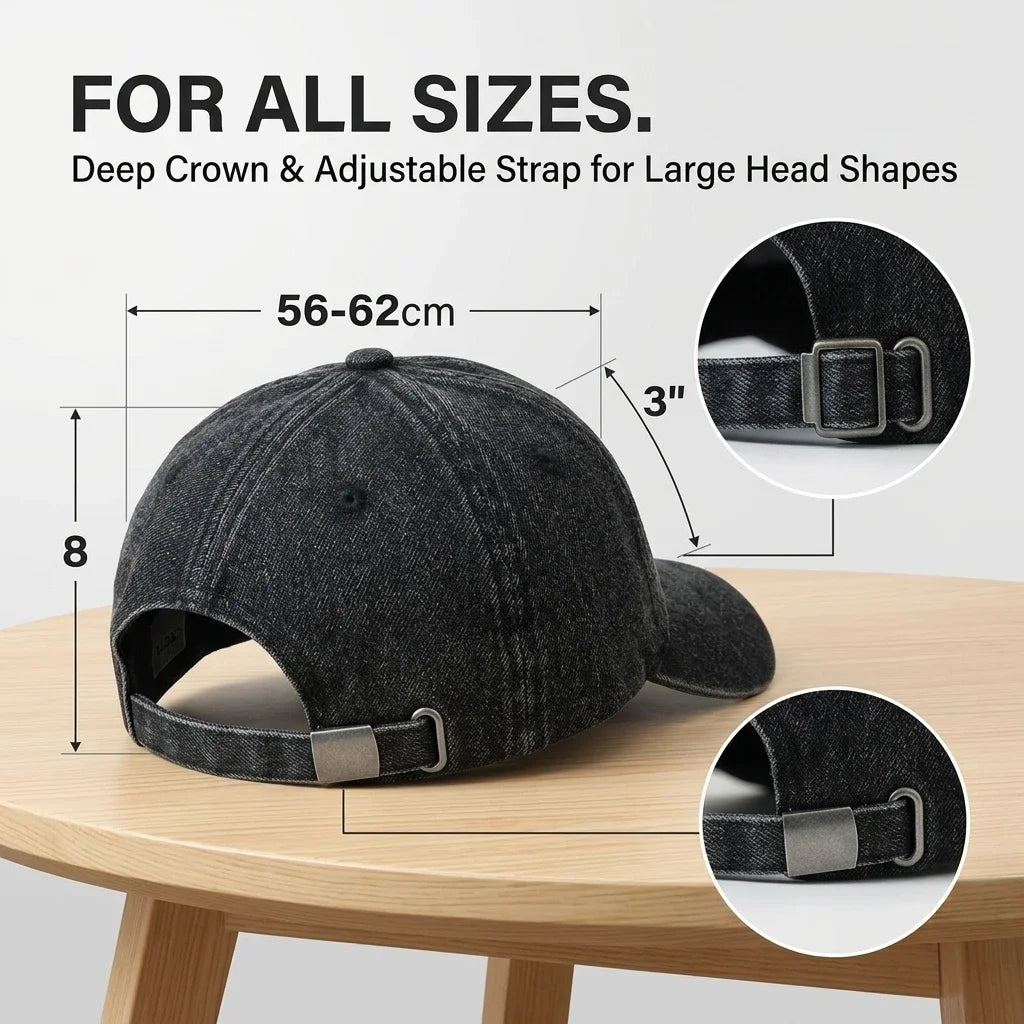 Polar Bear Embroidered Baseball Cap for Men Women Large Head Size Wide Brim  Washed Denim Trucker Hat Adjustable Casual Duckbill Cap
