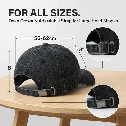 Polar Bear Embroidered Baseball Cap for Men Women Large Head Size Wide Brim  Washed Denim Trucker Hat Adjustable Casual Duckbill Cap