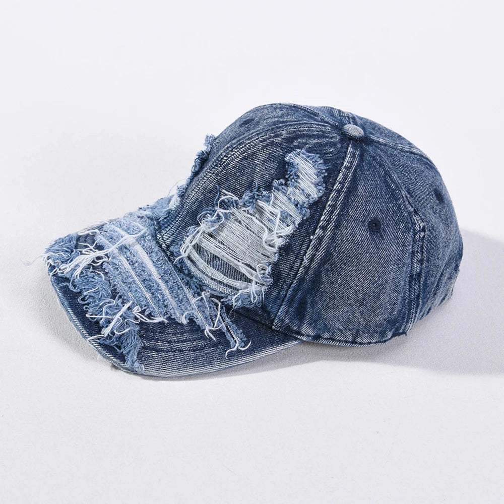 Unisex Denim Baseball Caps Retro Ripped Outdoor Cap
