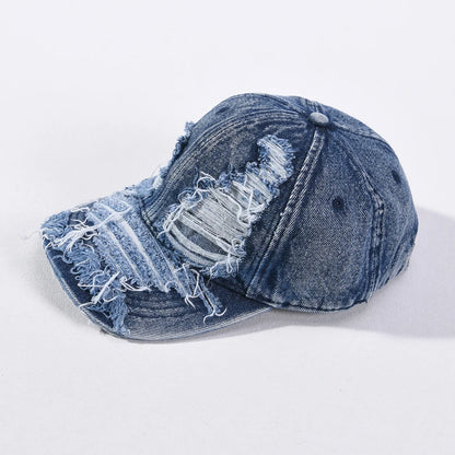 Unisex Denim Baseball Caps Retro Ripped Outdoor Cap