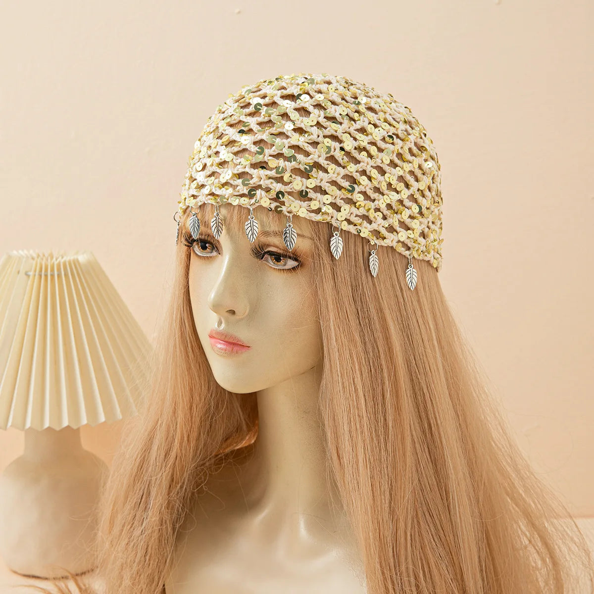 New Adult Hair Cap With Hollow Design Solid Color Knitted Mesh Cap