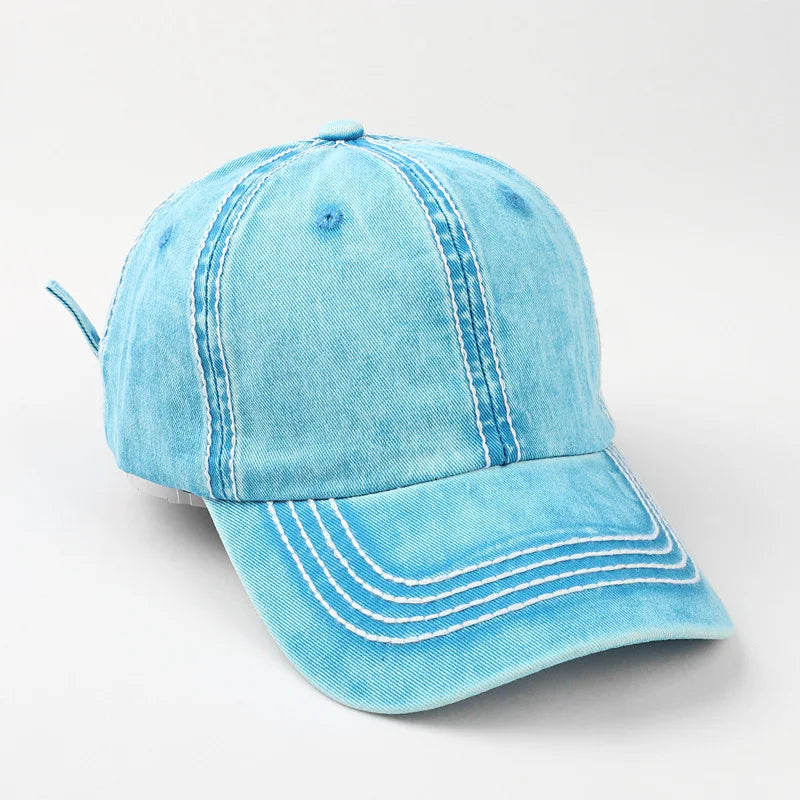 New Custom Logo Unisex Baseball Cap Vintage Distressed Washed Cotton