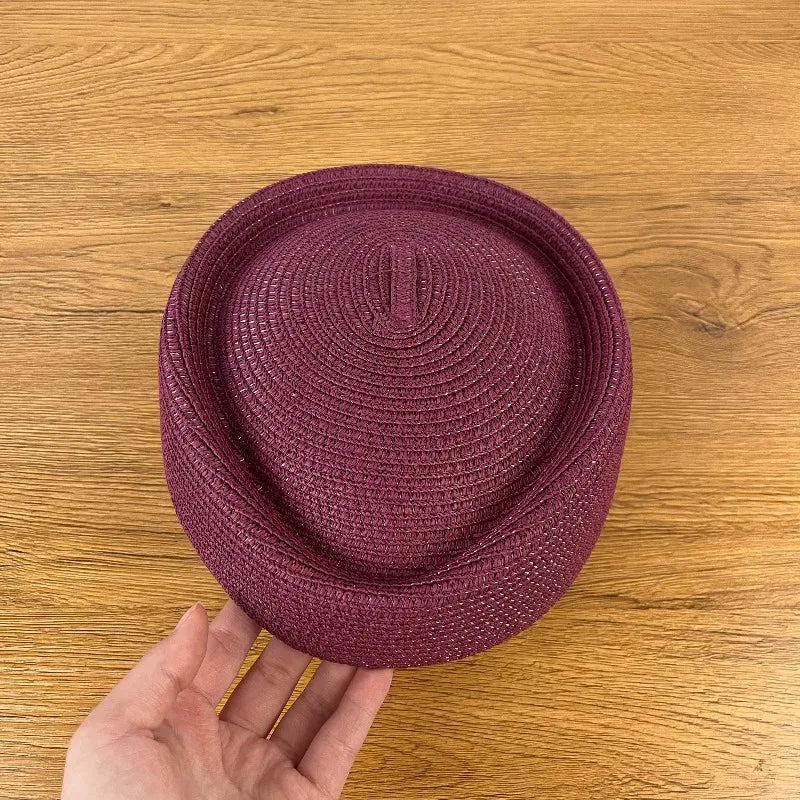 Airline Stewardess Flight Attendant Vintage Pillbox Hat Fashion Summer Straw Beret Hat