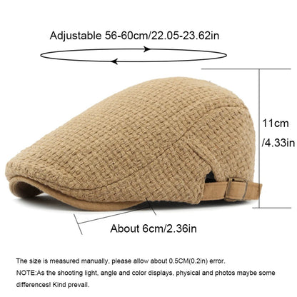 Autumn Flat Peaked Cap For Men Solid Knit Beret Hat Women