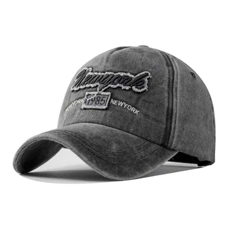 Vintage Washed Distressed Letter Embroidered Baseball Cap