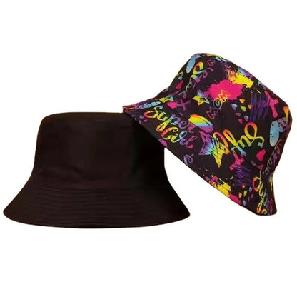 Street Graffiti Men's Bucket Hat Double-Sided Hip Hop Outdoor