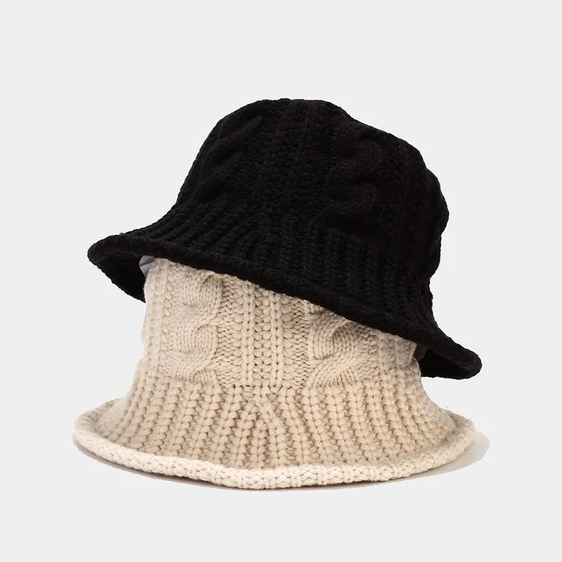 Women's Knitted Bucket Hat - Windproof Winter Fisherman Beanie
