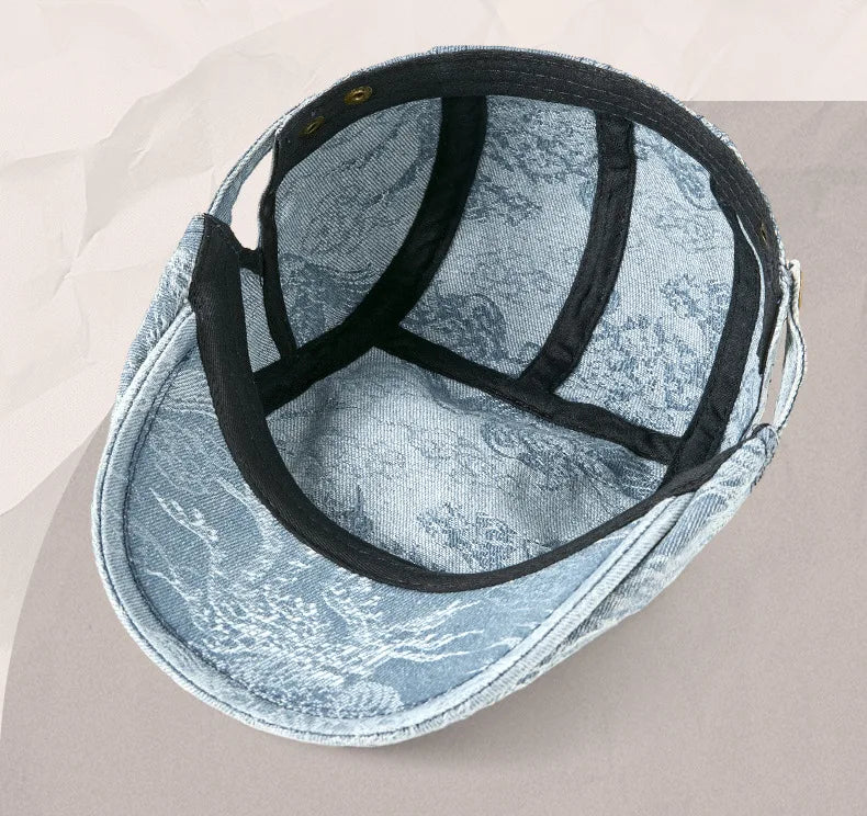 2026 Women's Distressed Denim Newsboy Cap