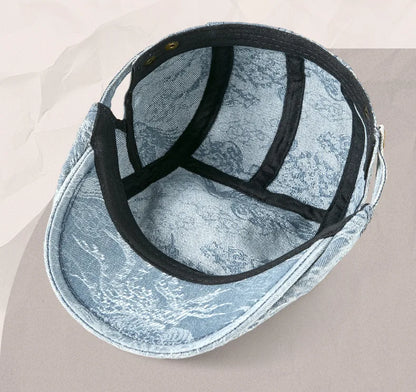 2026 Women's Distressed Denim Newsboy Cap