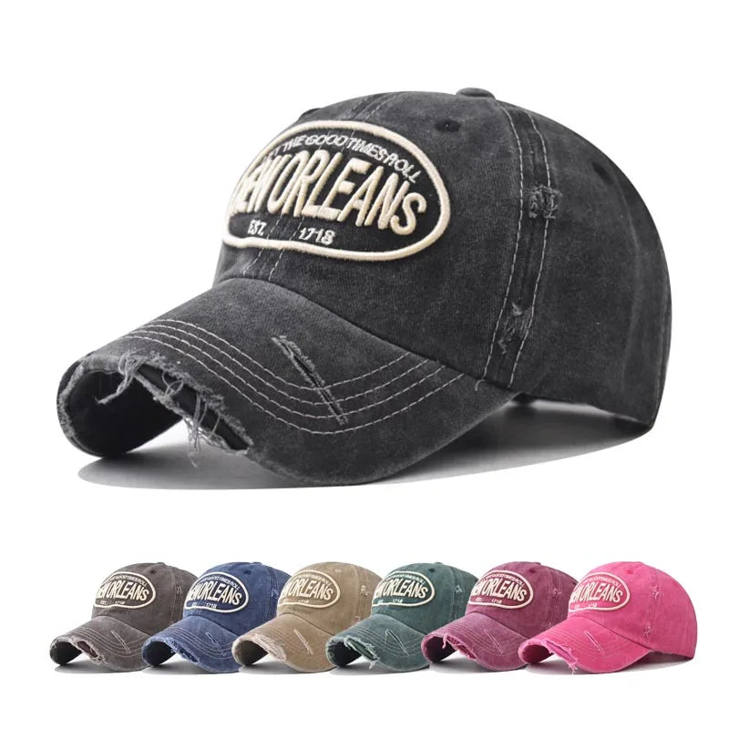 Vintage Washable Cowboy Baseball Cap Embroidery Snapback Hat