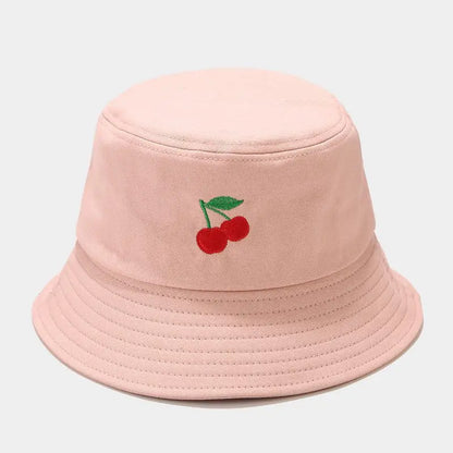 2024 Panama Bucket Hat Fruit Strawberry Embroidered Fishing Cap