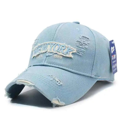 Unisex Vintage Washed Ripped Denim Baseball Cap