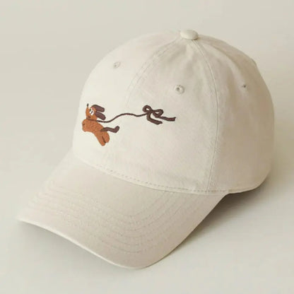 Baseball Cap with Original Cartoon Puppy Design Embroidery Widened & Deepened to Minimize Face Appearancenew Baseball Cap