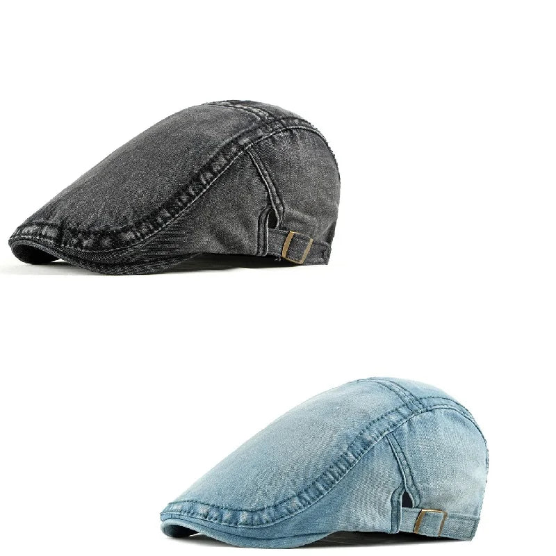 Vintage Cotton Denim Newsboy Cap