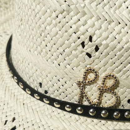 2026 New Cowboy Straw Hat, Wide Brim Western Sun Cap