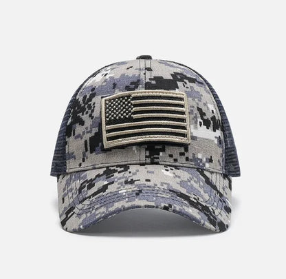 Camouflage Adjustable Breathable Sticker Embroidery Baseball Cap Mesh Hat Outdoor Sunscreen Cap ﻿
