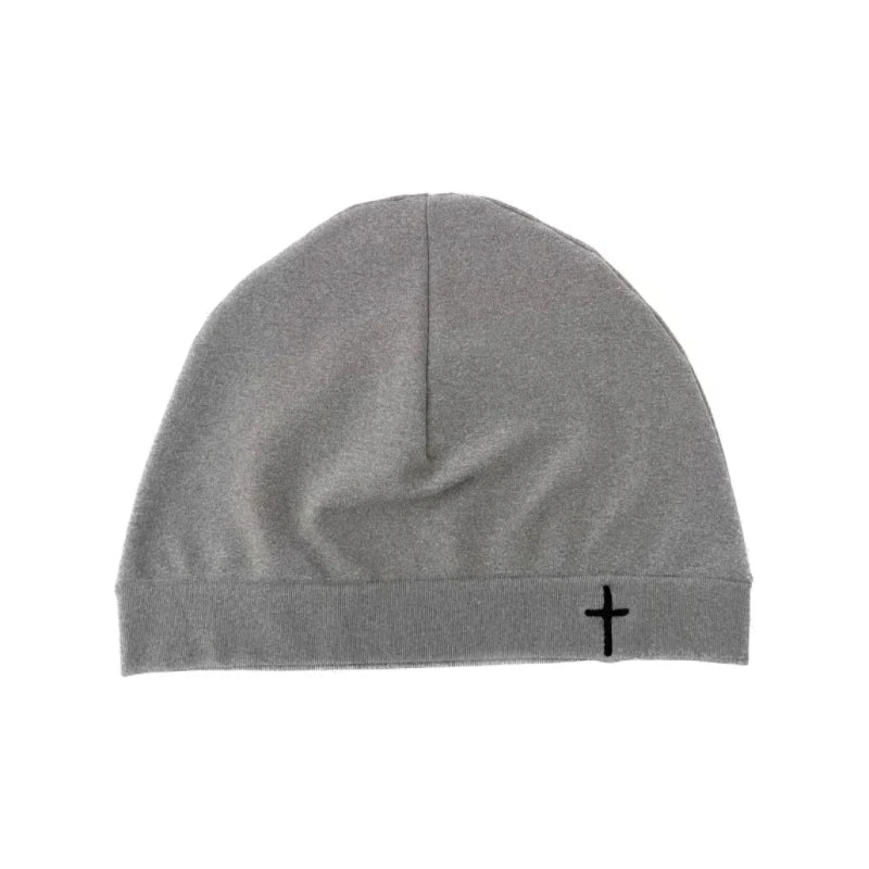Cross Embroidered Knitted Skull Hat For Autumn And Winter