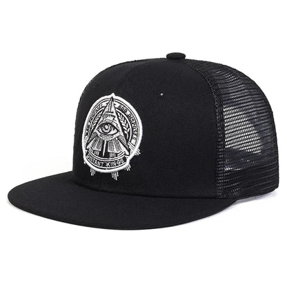 Eye of God Flat Edge Hat Mesh Hat Fashion Men's Street HipHop Hat Women's
