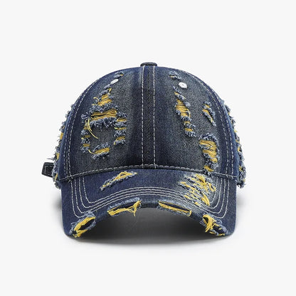 Denim Distressed Baseball Cap For Men Women Hip Hop Streetwear