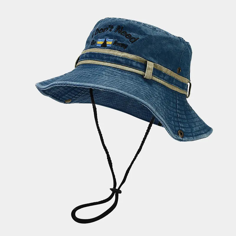 Spring Cotton Letter Embroidery Pattern Bucket Hat