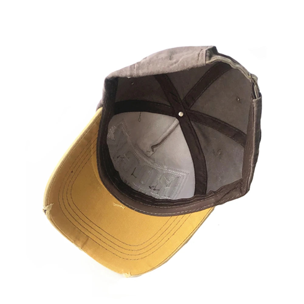 New Men And Women Frayed Old Baseball Cap Washed Cotton Peaked Rock Letter