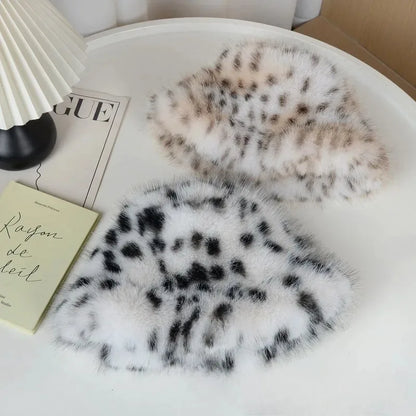 Women’s Faux Fur Leopard Hat Warm Thickened Ear