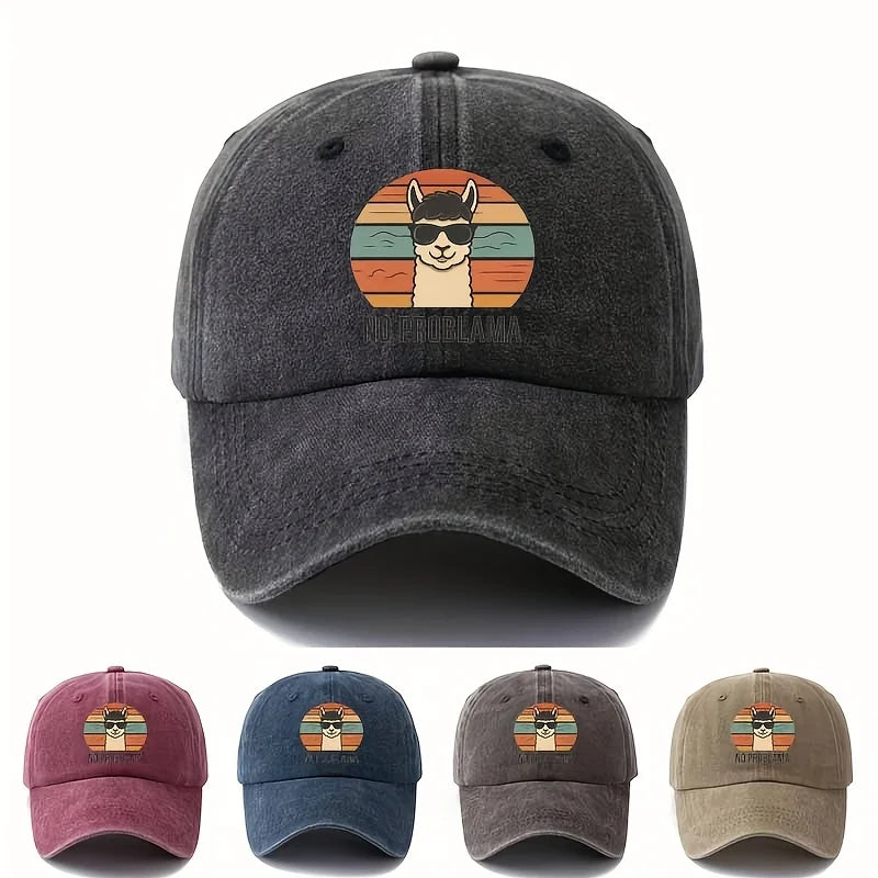 Male and Female Cartoon Alpaca Baseball Cap