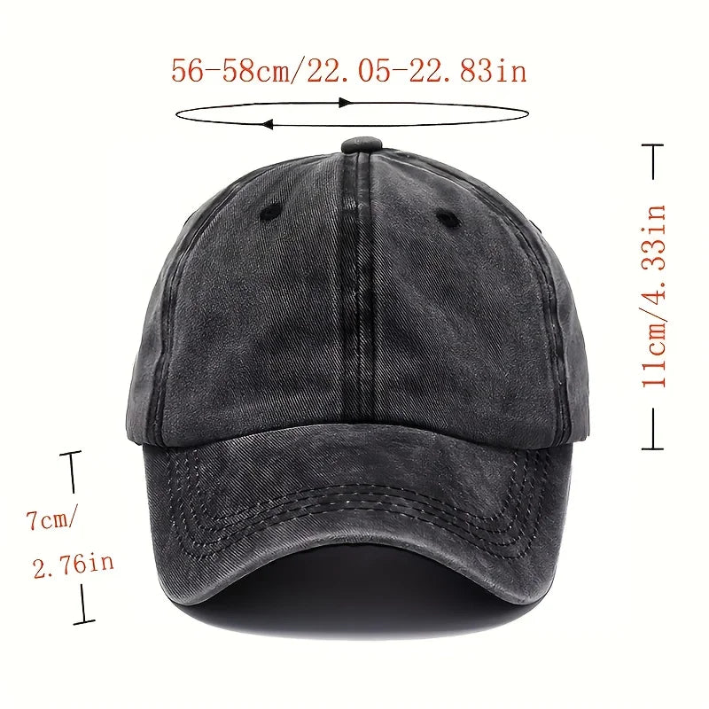 Vintage Washed Baseball Hat - Men's Women's Adjustable