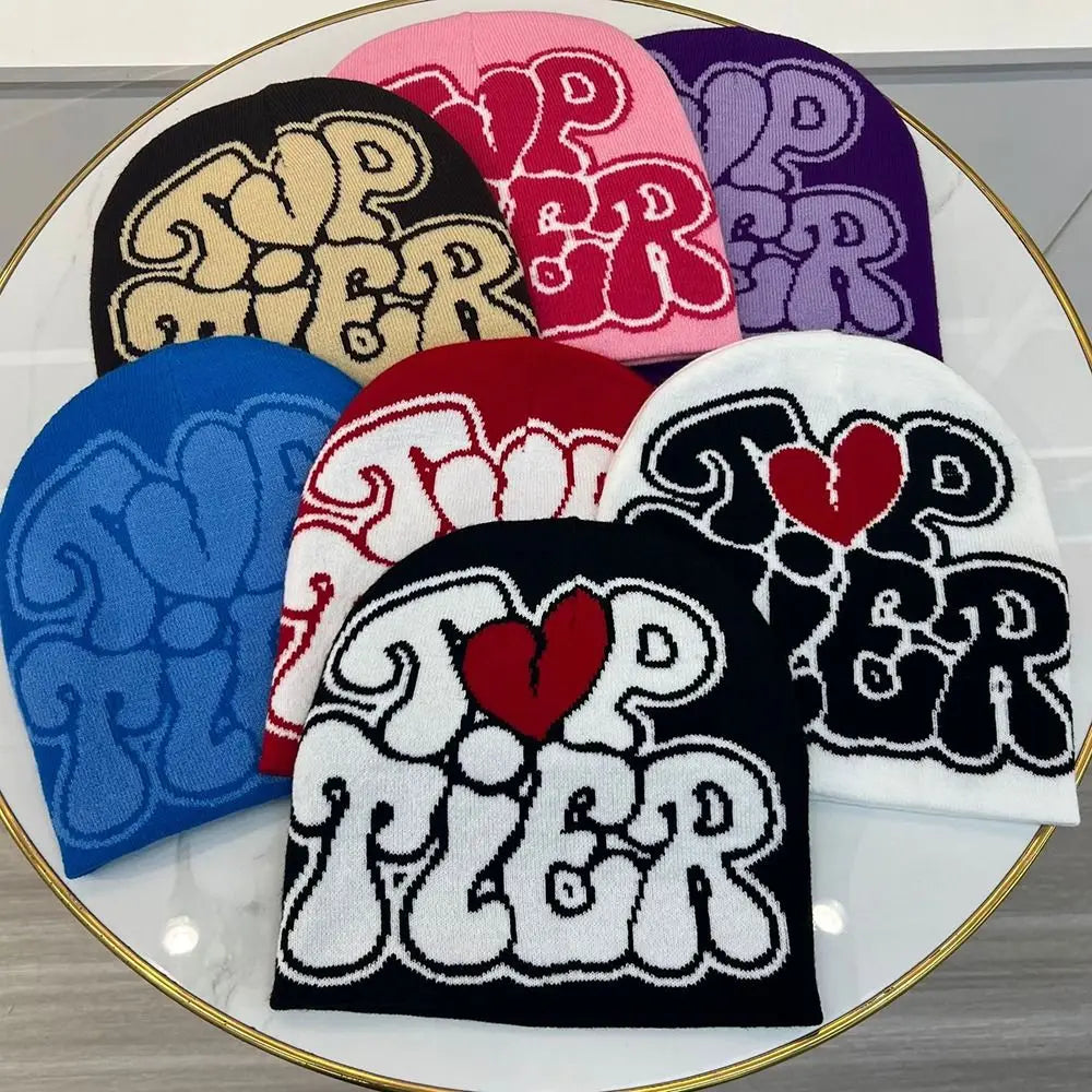 Gift Wool Acrylic Knitting Cap Hat Letter Printing Y2k Hip Hop Cap