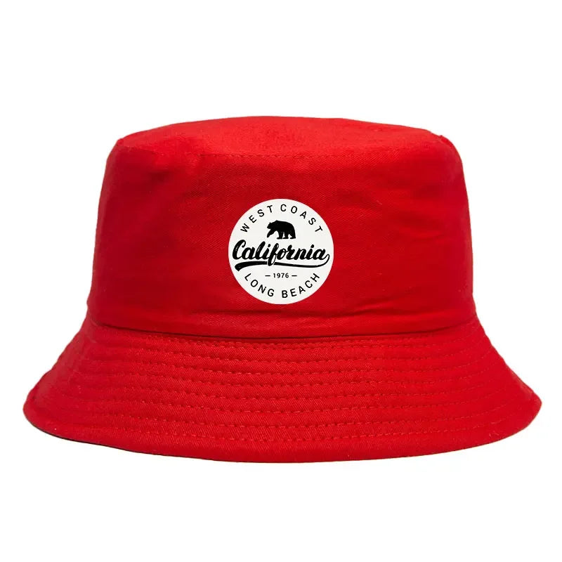 Summer 1976 California Long Beach Print Bucket Hat Woman Man