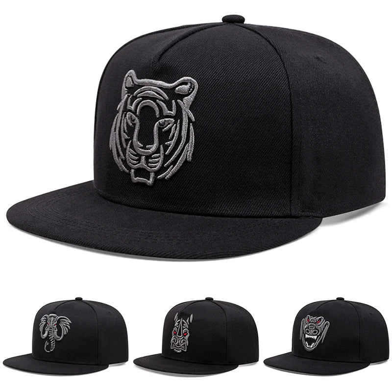 Personalized Hip Hop Hat Animal Embroidered Flat Edge Hat Outdoor Daily Decoration Hat Sunshade Hat Unisex Baseball Hat