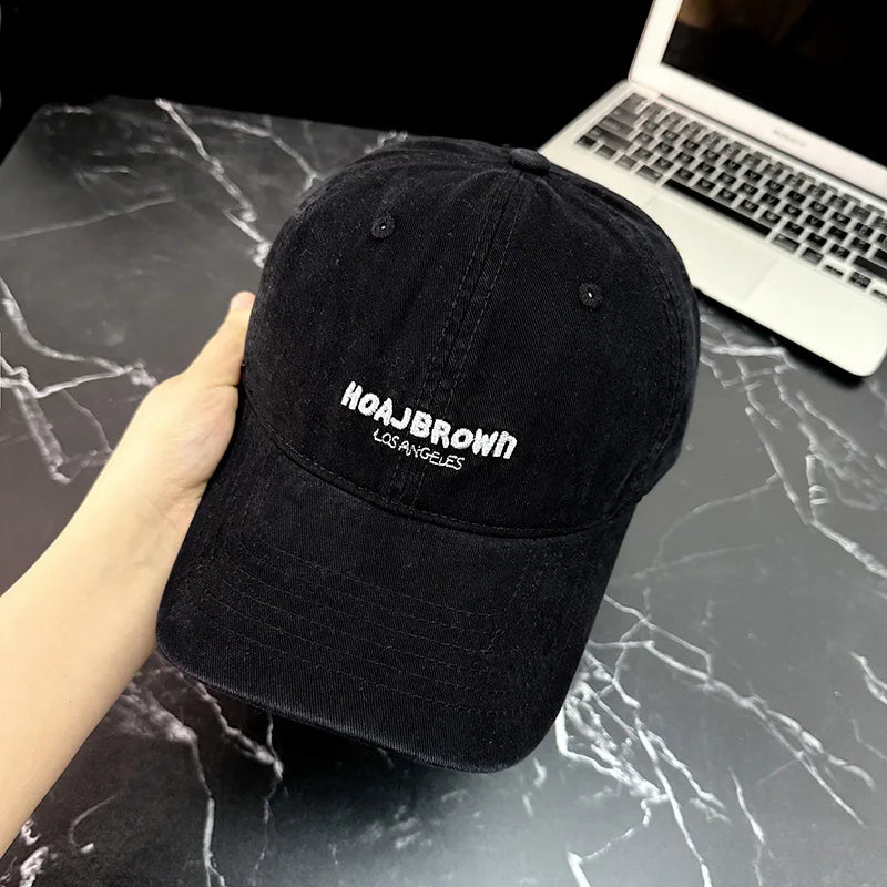 Youth Korean Fashion Washed Letter Baseball Cap