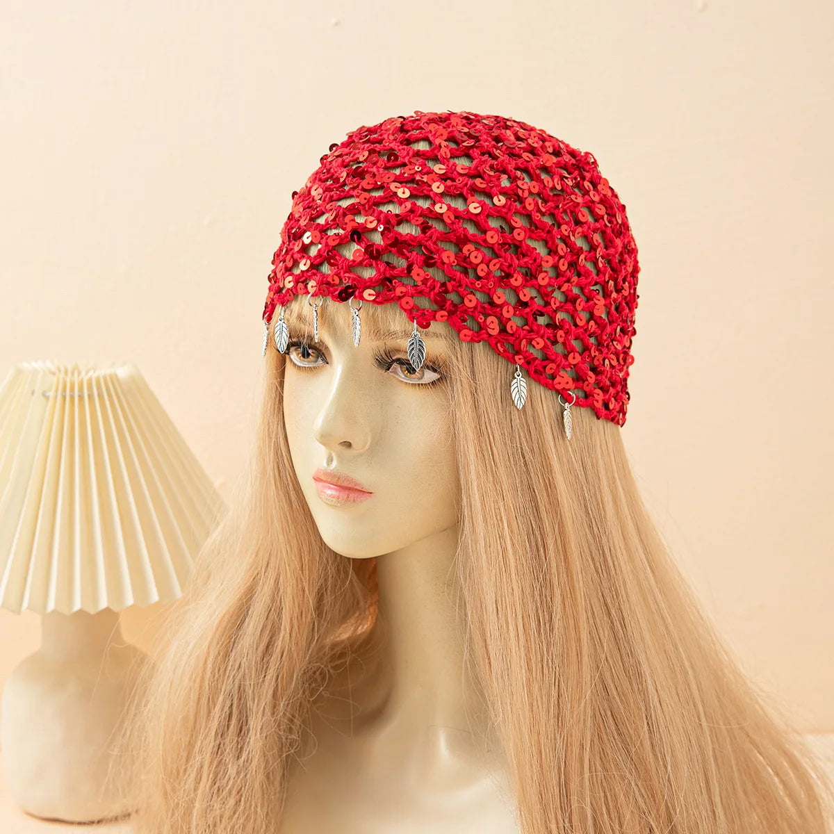 New Adult Hair Cap With Hollow Design Solid Color Knitted Mesh Cap