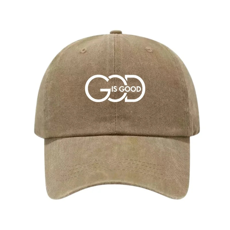 God Is Good Printed Washed Cotton Baseball Cap