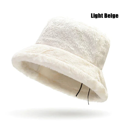 New Autumn And Winter Lady Thick Warm Skin-Friendly Soft Plush Bucket Hat