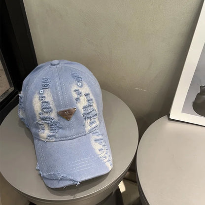 Distressed Ripped Baseball Cap Unisex Summer