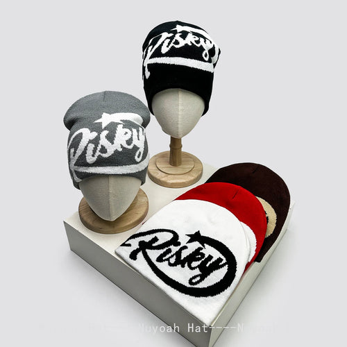 New Men Women American Trend Jacquard Risky Letters Knitted Hats