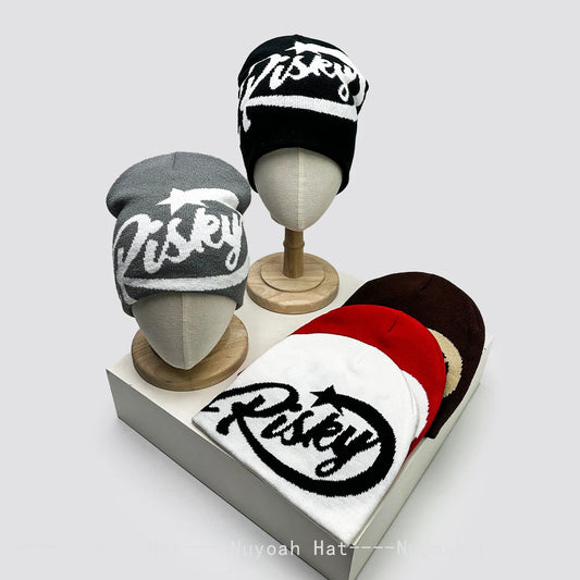 New Men Women American Trend Jacquard Risky Letters Knitted Hats