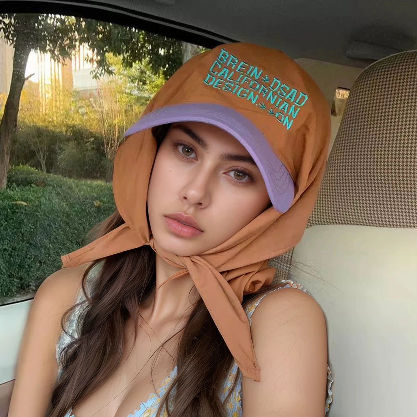 Bandana Embroidery Baseball Cap Self-Tie Headwrap Skull Cap