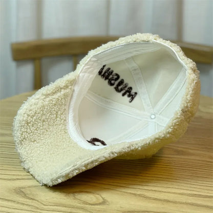 Fashion New Embroidered Letter Imitation Lamb Velvet Baseball Hat