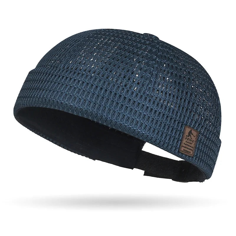 Leather Logo Hollow Out Large Grid Mesh Tang Hat