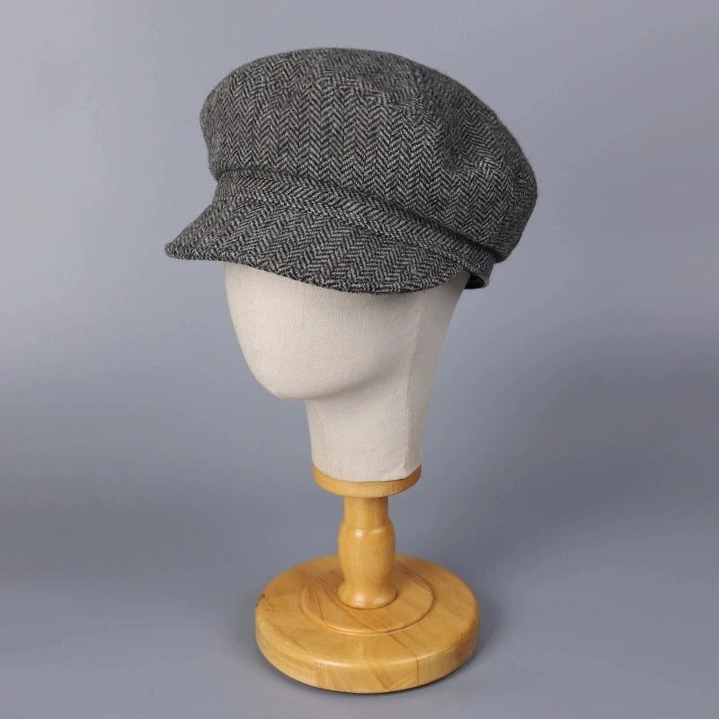 Classical British 100% Wool Octagonal Hat Women's Autumn