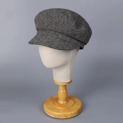 Classical British 100% Wool Octagonal Hat Women's Autumn