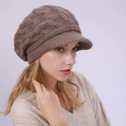 Women's Winter Cable Knit Hat Fashion Beret & Peaked Cap