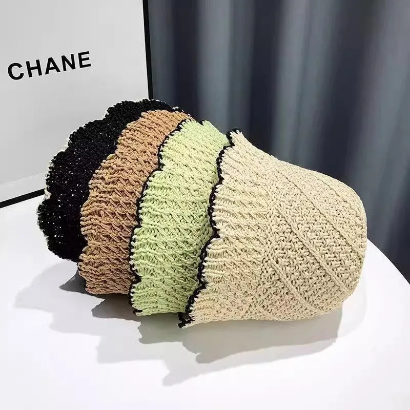 Japanese Lace Hollowed Out Breathable Thin Straw Fisherman Hat