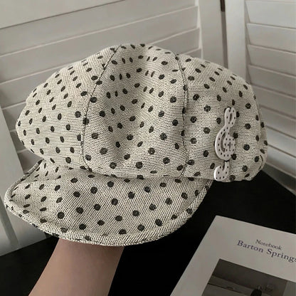 Music Symbol Design Polka Dot Hat Women's White Polka Dot Beret