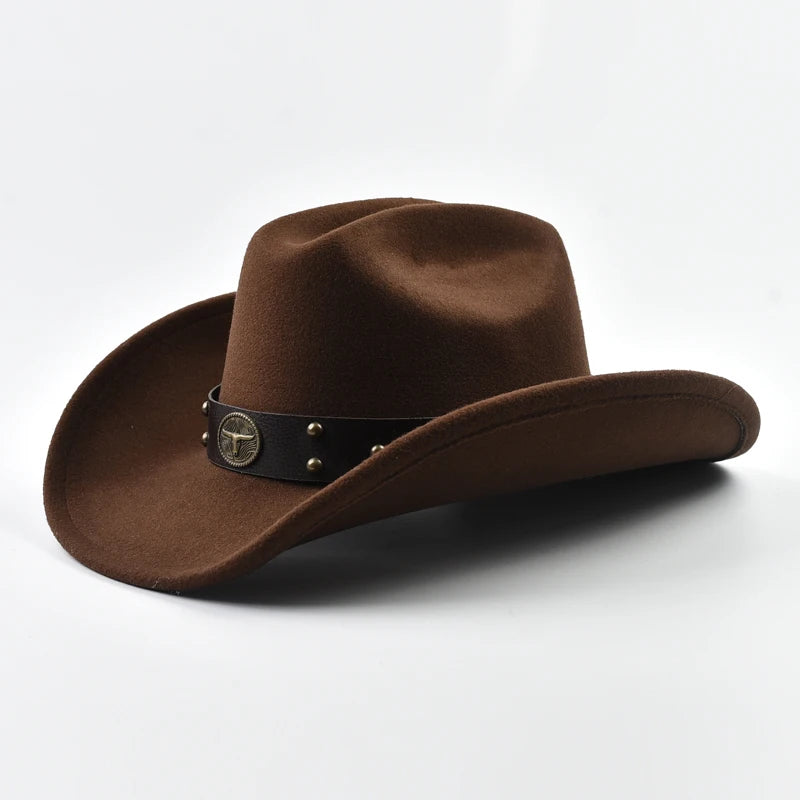 Men Women Vintage Big-Edge Western Cowboy Hat Gentleman Cowgirl Jazz Hat