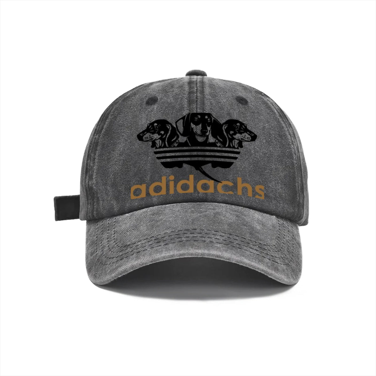 Vintage Washed Baseball Cap Unisex Distressed Snapback Hat Grey Dachshund Dog Graphic Embroidery Adjustable Dad Hat Streetwear